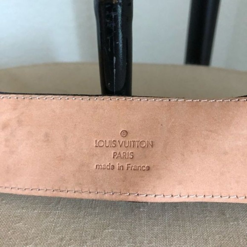 Louis Vuitton Velvet Leather Backed Branded Logo Buckle Belt - Picture 5 of 11